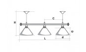 Лампа STARTBILLIARDS 3 пл. (плафоны золотые,штанга голубая,фурнитура золото)